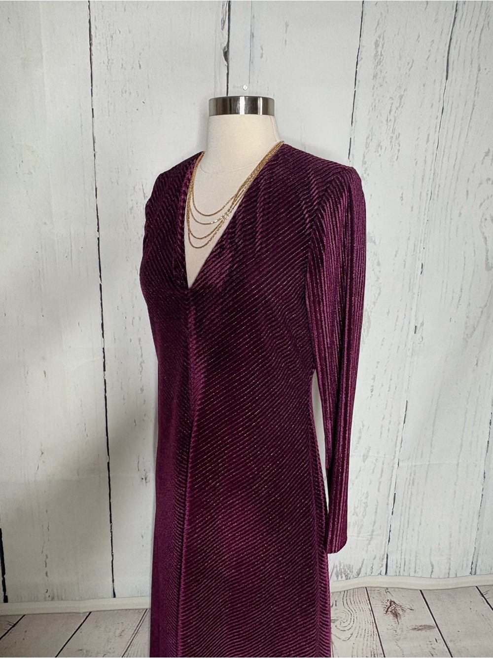 Maison Tara Plum Ribbed Velvet Top